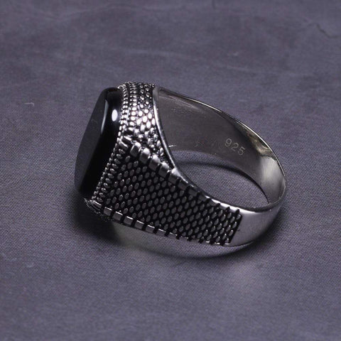 Image of New Vintage Turkey Real 925 Sterling Silver Natural Onyx Stone Ring IS1 IS2 NS2 Almas Collections  New Vintage Turkey Real 925 Sterling Silver Natural Onyx Stone Ring