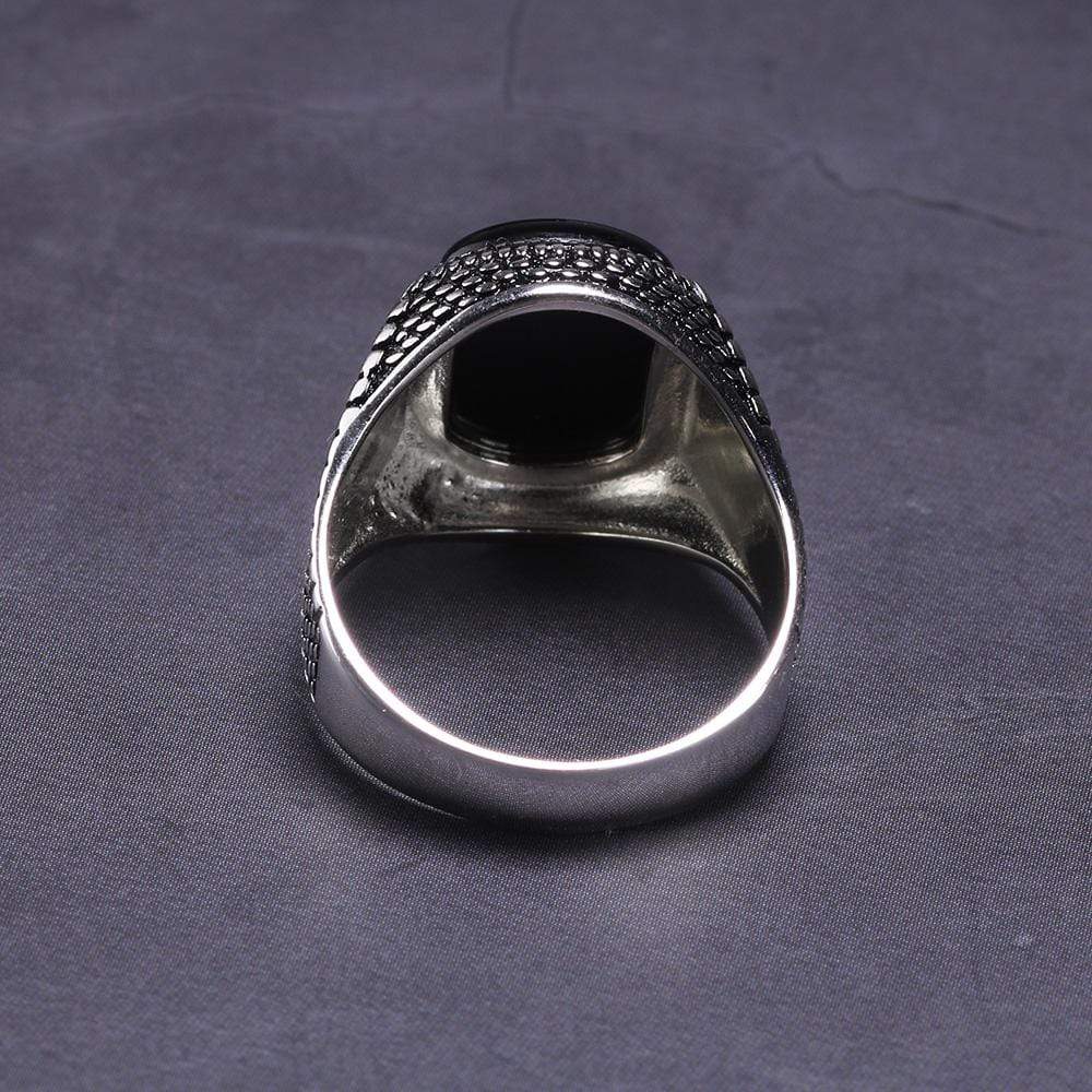 New Vintage Turkey Real 925 Sterling Silver Natural Onyx Stone Ring IS1 IS2 NS2 Almas Collections  New Vintage Turkey Real 925 Sterling Silver Natural Onyx Stone Ring