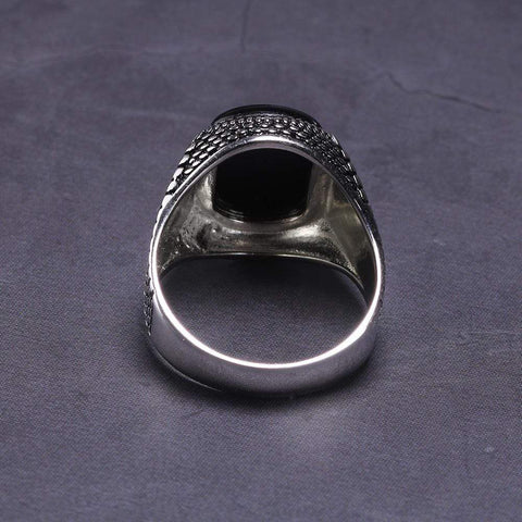 Image of New Vintage Turkey Real 925 Sterling Silver Natural Onyx Stone Ring IS1 IS2 NS2 Almas Collections  New Vintage Turkey Real 925 Sterling Silver Natural Onyx Stone Ring