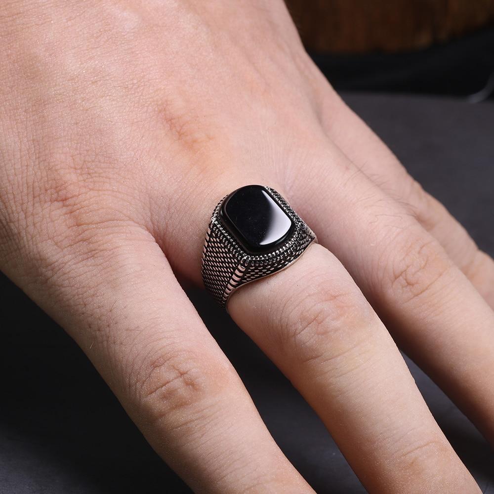New Vintage Turkey Real 925 Sterling Silver Natural Onyx Stone Ring IS1 IS2 NS2 Almas Collections  New Vintage Turkey Real 925 Sterling Silver Natural Onyx Stone Ring