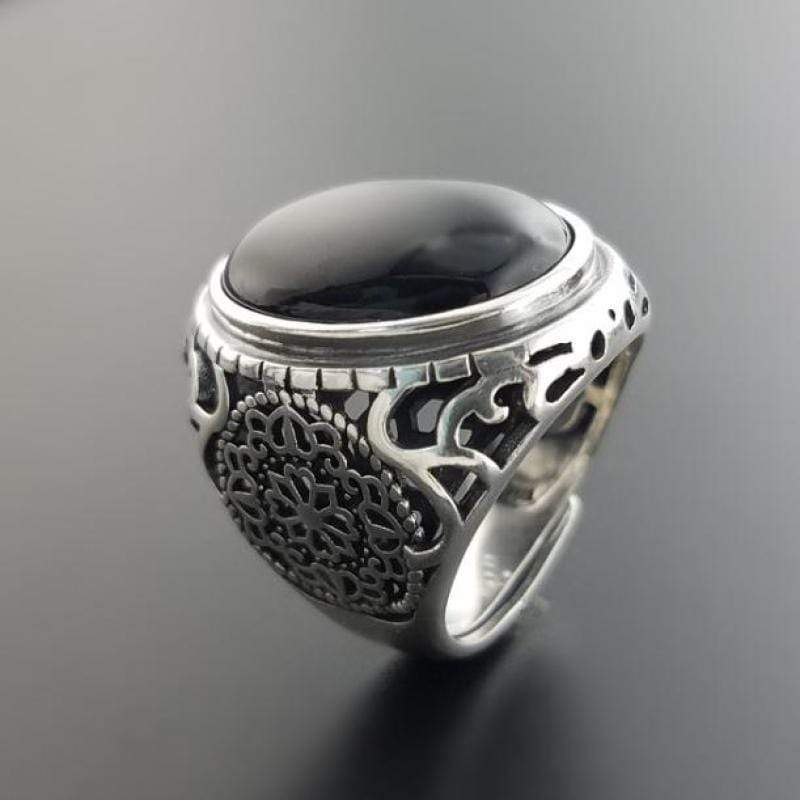 925 Sterling Silver Black Onyx Ring Men from Almas Collections