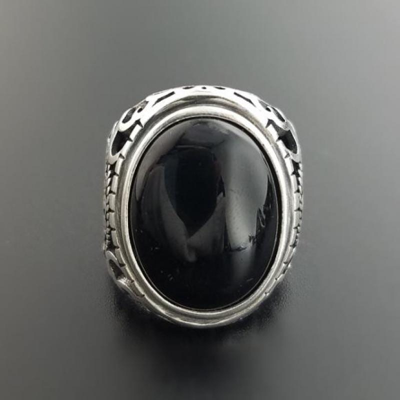 925 Sterling Silver Black Onyx Ring Men from Almas Collections