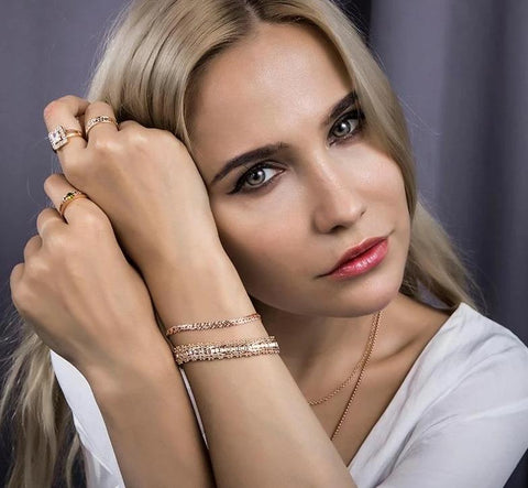 Image of Almas Rose Gold 20cm Curb Snail Foxtail Venitian Link Chains Bracelet  for Men and Women from Almas Collections