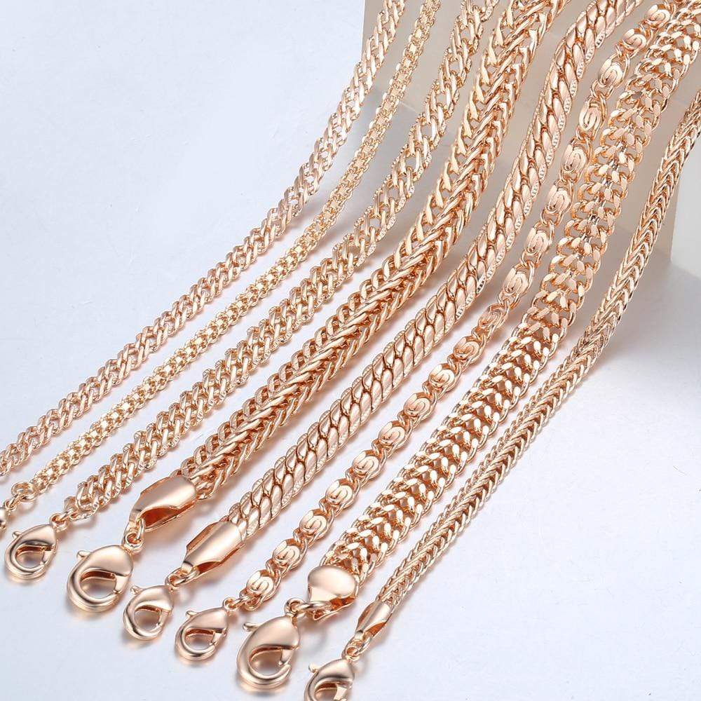 Almas Rose Gold 20cm Curb Snail Foxtail Venitian Link Chains Bracelet  for Men and Women from Almas Collections
