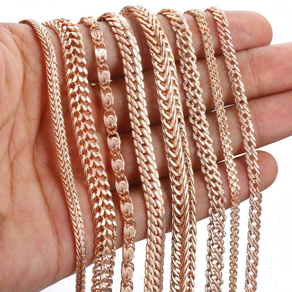 Almas Rose Gold 20cm Curb Snail Foxtail Venitian Link Chains Bracelet  for Men and Women from Almas Collections
