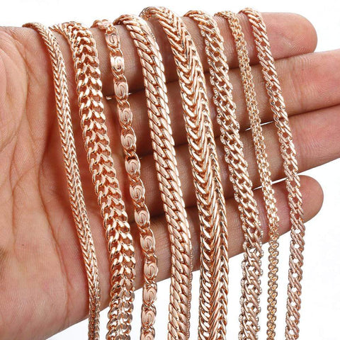 Image of Almas Rose Gold 20cm Curb Snail Foxtail Venitian Link Chains Bracelet  for Men and Women from Almas Collections