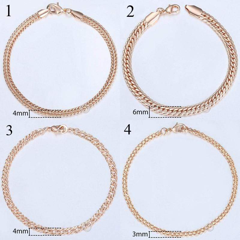 Almas Rose Gold 20cm Curb Snail Foxtail Venitian Link Chains Bracelet  for Men and Women from Almas Collections