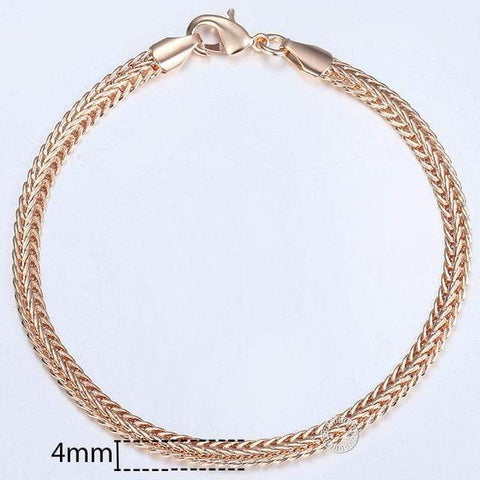 Image of Almas Rose Gold 20cm Curb Snail Foxtail Venitian Link Chains Bracelet  for Men and Women from Almas Collections
