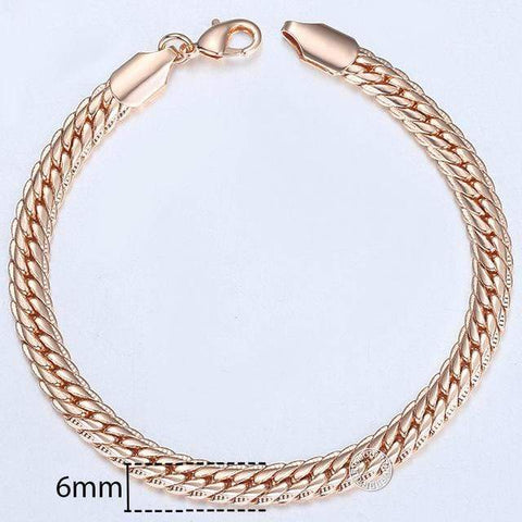 Image of Almas Rose Gold 20cm Curb Snail Foxtail Venitian Link Chains Bracelet  for Men and Women from Almas Collections