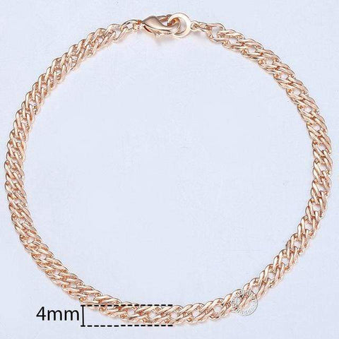 Image of Almas Rose Gold 20cm Curb Snail Foxtail Venitian Link Chains Bracelet  for Men and Women from Almas Collections
