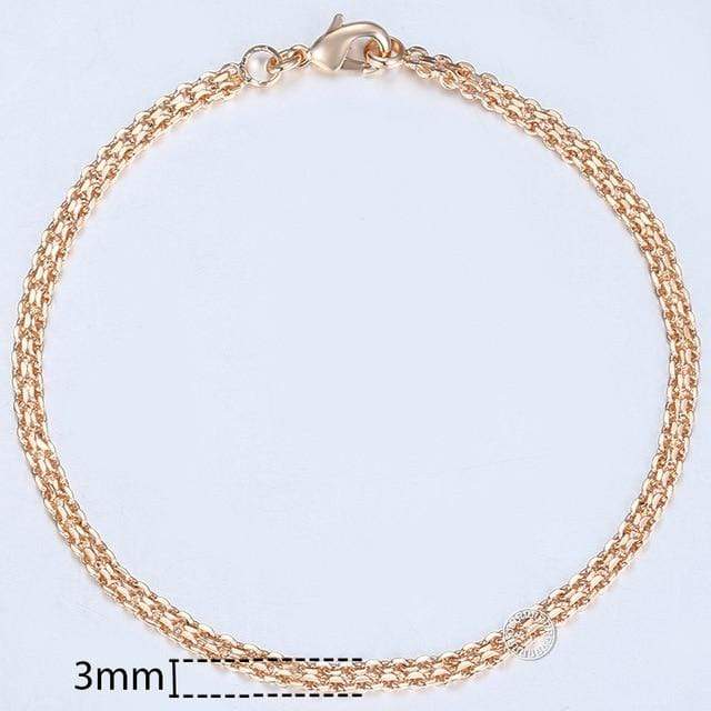 Almas Rose Gold 20cm Curb Snail Foxtail Venitian Link Chains Bracelet  for Men and Women from Almas Collections