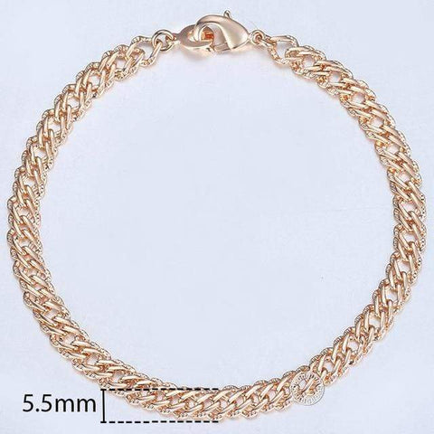 Image of Almas Rose Gold 20cm Curb Snail Foxtail Venitian Link Chains Bracelet  for Men and Women from Almas Collections