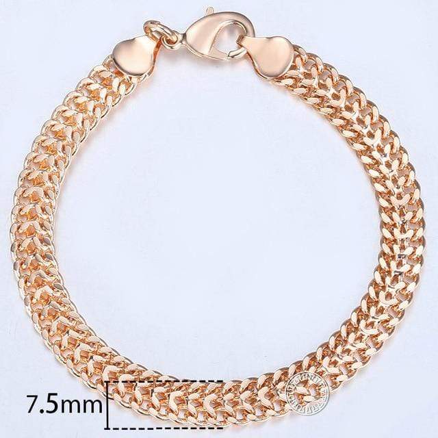 Almas Rose Gold 20cm Curb Snail Foxtail Venitian Link Chains Bracelet  for Men and Women from Almas Collections