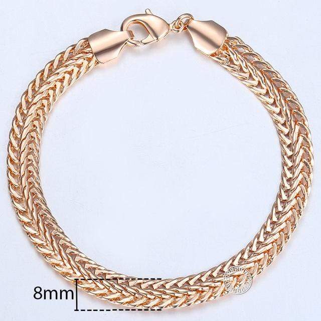 Almas Rose Gold 20cm Curb Snail Foxtail Venitian Link Chains Bracelet  for Men and Women from Almas Collections