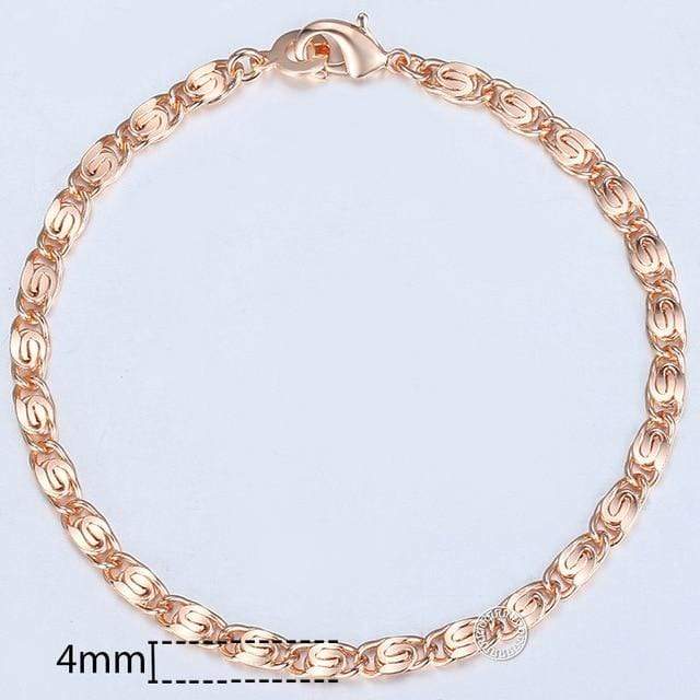Almas Rose Gold 20cm Curb Snail Foxtail Venitian Link Chains Bracelet  for Men and Women from Almas Collections