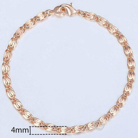 Image of Almas Rose Gold 20cm Curb Snail Foxtail Venitian Link Chains Bracelet  for Men and Women from Almas Collections