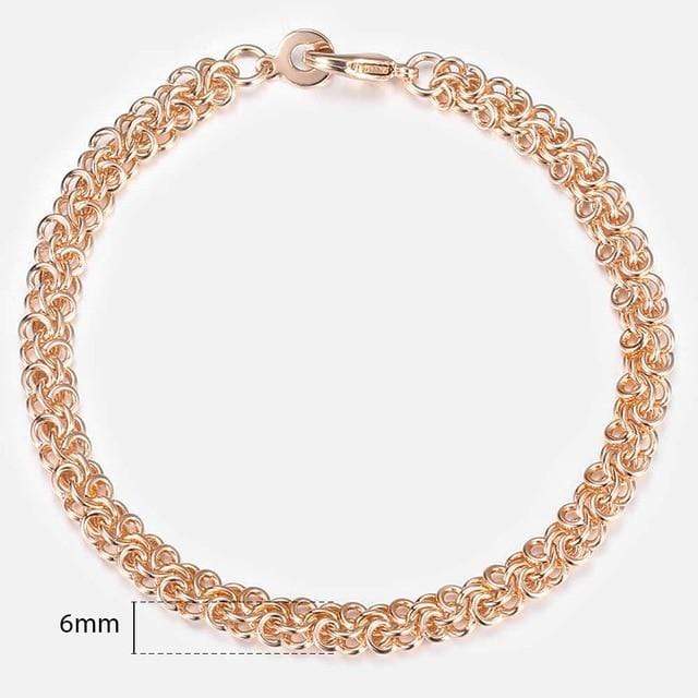 Almas Rose Gold 20cm Curb Snail Foxtail Venitian Link Chains Bracelet  for Men and Women from Almas Collections