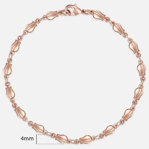 Image of Almas Rose Gold 20cm Curb Snail Foxtail Venitian Link Chains Bracelet  for Men and Women from Almas Collections