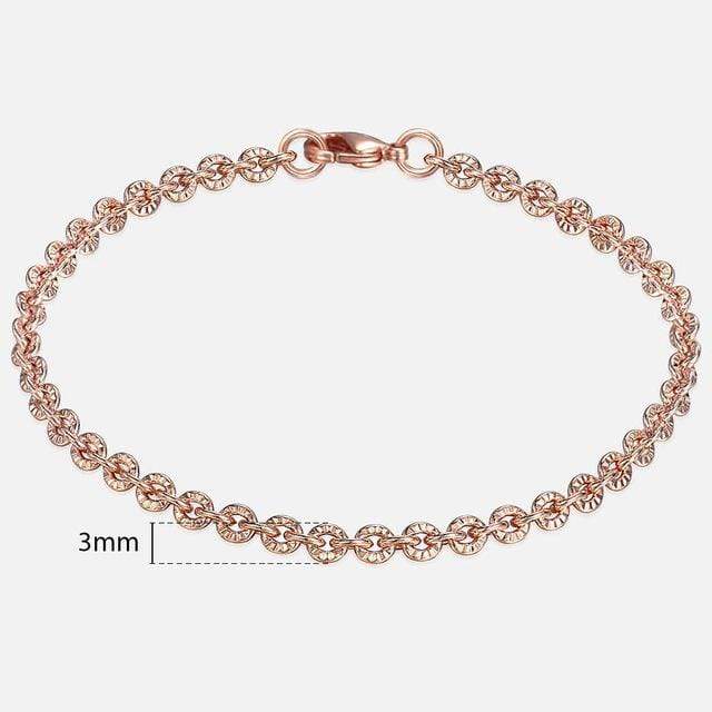 Almas Rose Gold 20cm Curb Snail Foxtail Venitian Link Chains Bracelet  for Men and Women from Almas Collections Collections