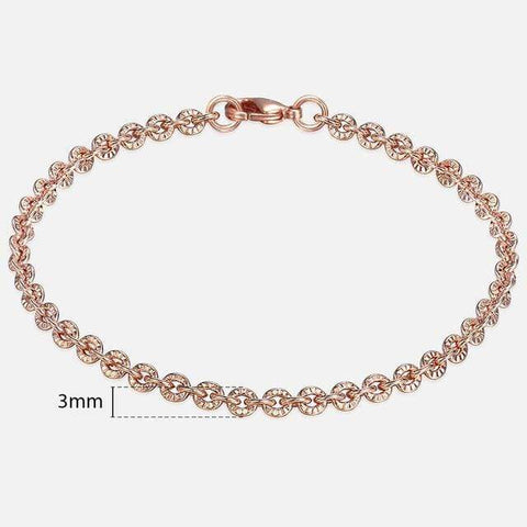 Image of Almas Rose Gold 20cm Curb Snail Foxtail Venitian Link Chains Bracelet  for Men and Women from Almas Collections Collections