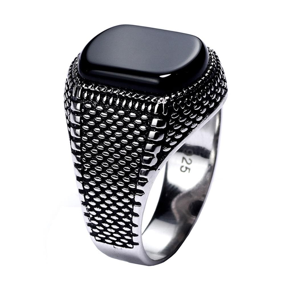 New Vintage Turkey Real 925 Sterling Silver Natural Onyx Stone Ring IS1 IS2 NS2 Almas Collections  New Vintage Turkey Real 925 Sterling Silver Natural Onyx Stone Ring