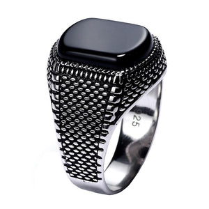 New Vintage Turkey Real 925 Sterling Silver Natural Onyx Stone Ring IS1 IS2 NS2 Almas Collections  New Vintage Turkey Real 925 Sterling Silver Natural Onyx Stone Ring