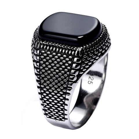 Image of New Vintage Turkey Real 925 Sterling Silver Natural Onyx Stone Ring IS1 IS2 NS2 Almas Collections  New Vintage Turkey Real 925 Sterling Silver Natural Onyx Stone Ring