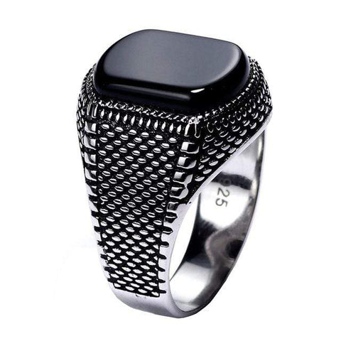 Image of New Vintage Turkey Real 925 Sterling Silver Natural Onyx Stone Ring IS1 IS2 NS2 Almas Collections  New Vintage Turkey Real 925 Sterling Silver Natural Onyx Stone Ring