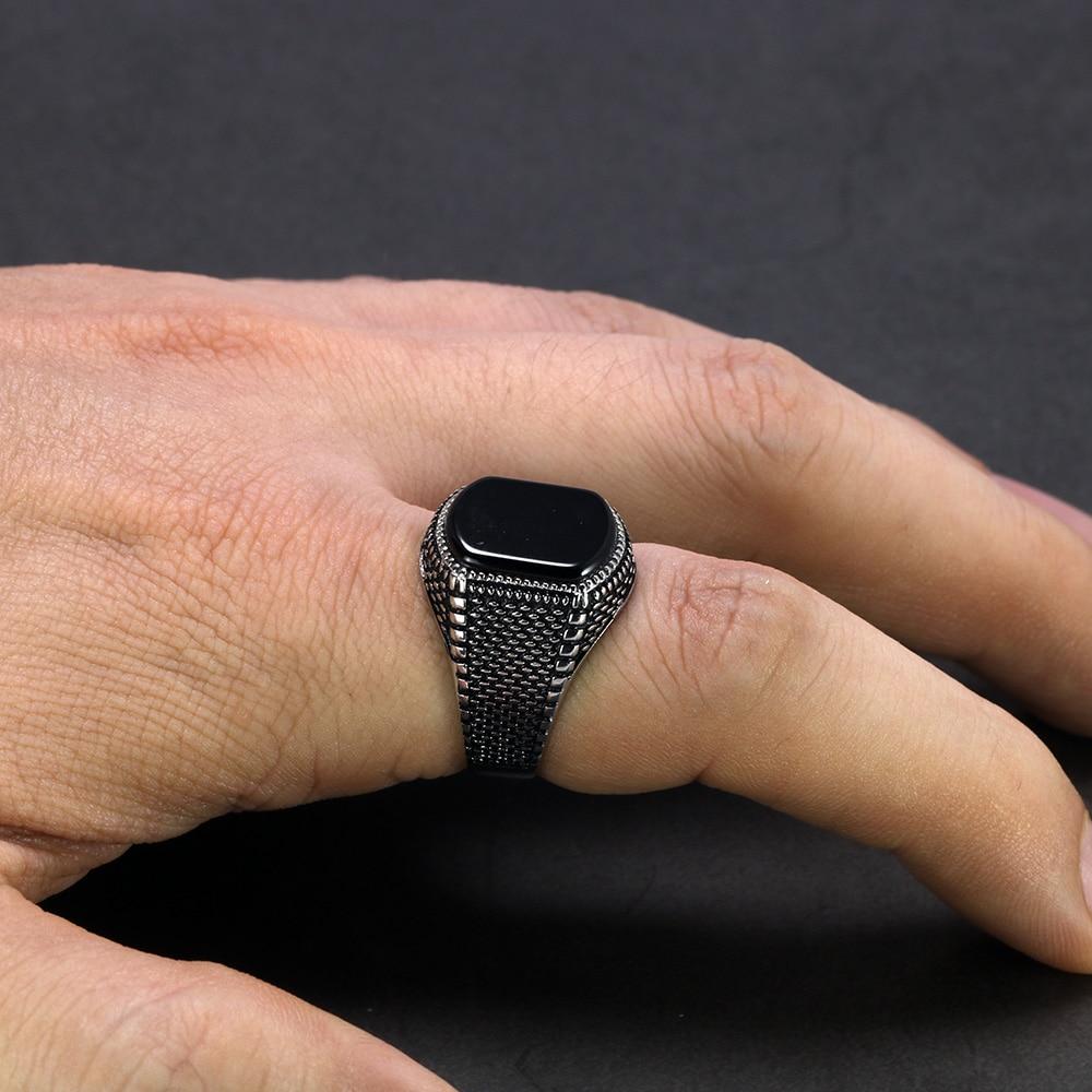 New Vintage Turkey Real 925 Sterling Silver Natural Onyx Stone Ring IS1 IS2 NS2 Almas Collections  New Vintage Turkey Real 925 Sterling Silver Natural Onyx Stone Ring