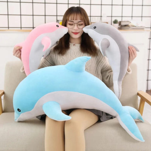 Image of Soft Big Plush Dolphin Stuffed Dolphin Kids Plush Toy from Almas Collections