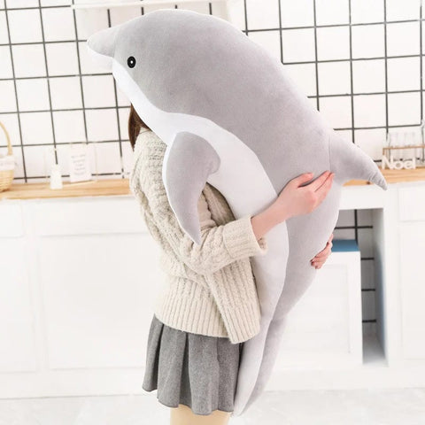 Image of Soft Big Gray Plush Dolphin Stuffed Dolphin Kids Plush Toy from Almas Collections