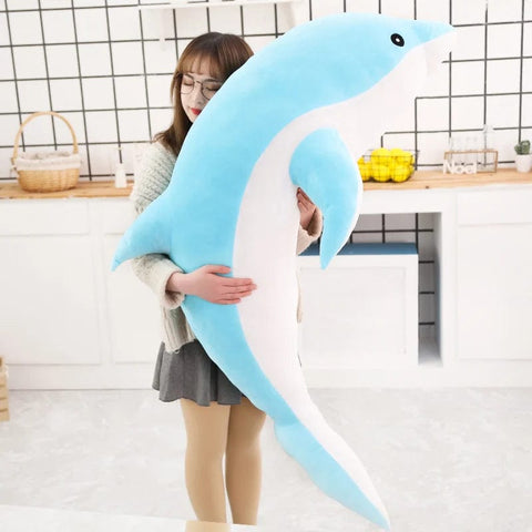 Image of Soft Big Blue Plush Dolphin Stuffed Dolphin Kids Plush Toy from Almas Collections