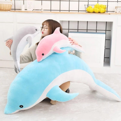 Image of Soft Big Plush Dolphin Stuffed Dolphin Kids Plush Toy from Almas Collections