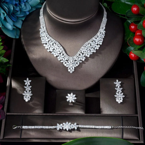Image of 4pcs Classic Party Jewellery Set With Cubic Zirconia for Women from Almas Collections