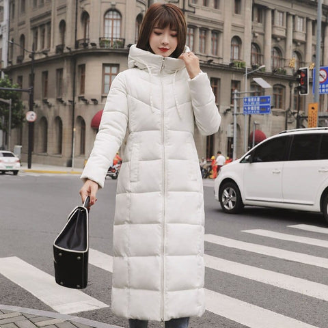 Image of Winter Hood Stand Collar Long Parka Coat AW1