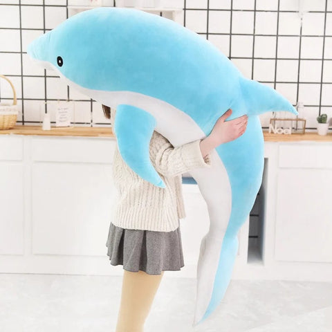 Image of Soft Big Blue Plush Dolphin Stuffed Dolphin Kids Plush Toy from Almas Collections