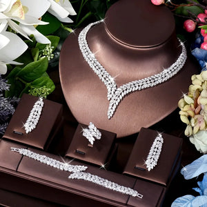New Unique Brilliant Cubic Zirconia Wedding Jewelry Set For Women IS1 IS2 NS2 VAL1 NS3