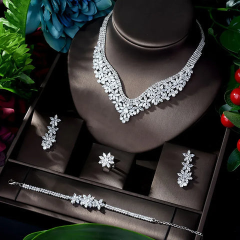 Image of New Unique Brilliant Cubic Zirconia Wedding Jewelry Set For Women IS1 IS2 NS2 VAL1 NS3