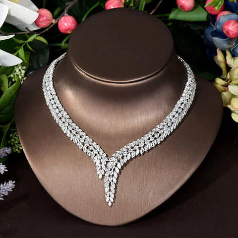 Image of New Unique Brilliant Cubic Zirconia Wedding Jewelry Set For Women IS1 IS2 NS2 VAL1 NS3