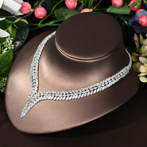 Image of New Unique Brilliant Cubic Zirconia Wedding Jewelry Set For Women IS1 IS2 NS2 VAL1 NS3