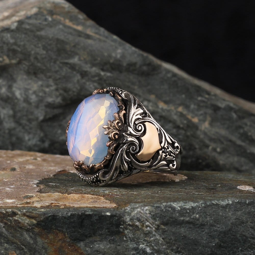 New Moonstone Gemstone in 925 Sterling Silver Ring, Real Natural Stone Vintage Rings IS1 IS2 VAL1 NS3