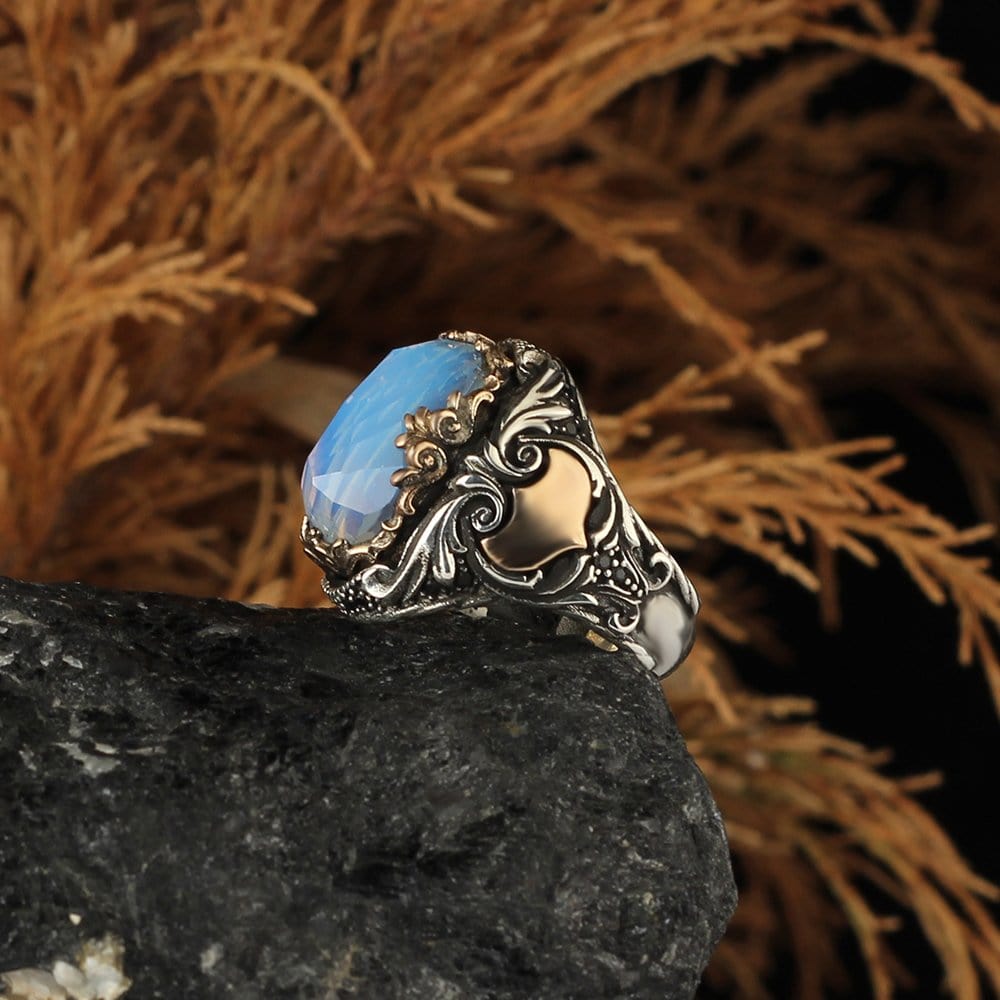 Moonstone Gemstone in 925 Sterling Silver Ring, Real Natural Stone Vintage Rings in sizes 6-14 from Almas Collections
