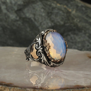 Moonstone Gemstone in 925 Sterling Silver Ring, Real Natural Stone Vintage Rings in sizes 6-14 from Almas Collections