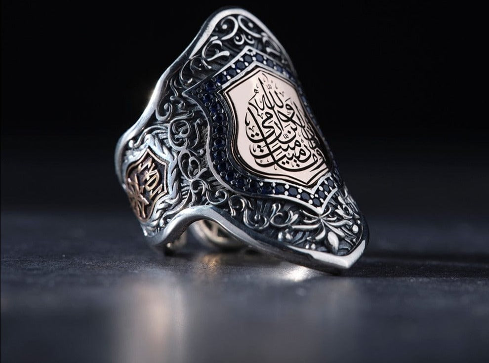 925 Sterling Silver Head Archer Band Surah Anfal Thumb Ring from Almas Collections
