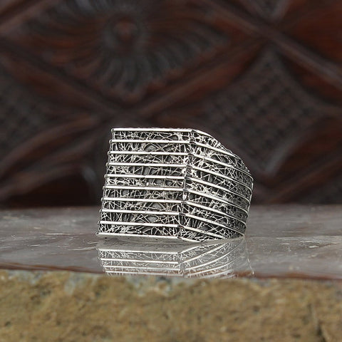 Image of Handmade 925 Sterling Silver Statement Rings in sizes 6-14  the Perfect Fathers Day Gift from Almas Collections 