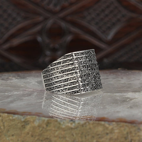 Image of Handmade 925 Sterling Silver Statement Rings in sizes 6-14  the Perfect Fathers Day Gift  from Almas Collections