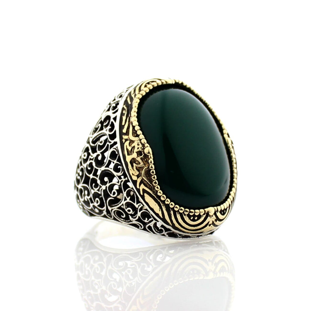 Turkish 925 Sterling Silver Aqeeq Stone Handcrafted Rings Sizes 7 to 14 from Almas Collections