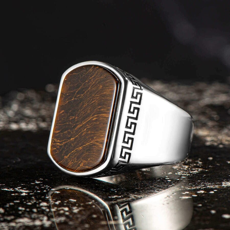 Handmade Sterling Silver Tiger Eye Stone Statement Ring from Almas Collections