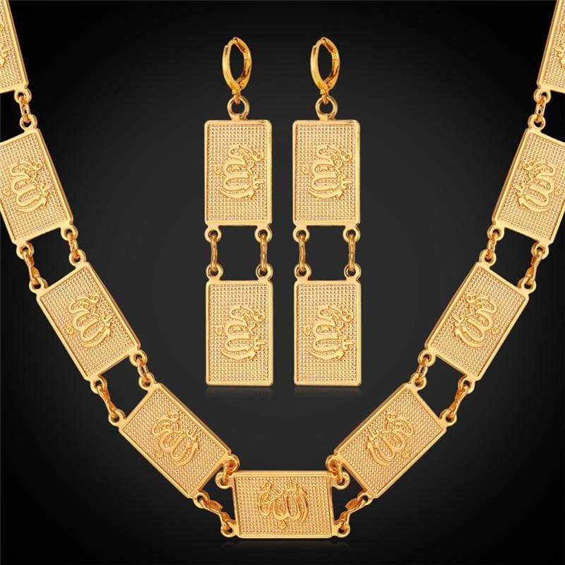 Allah Necklace Drop Earrings For Women Gold/Silver Color Jewellery set IS1 IS2 Almas Collections set