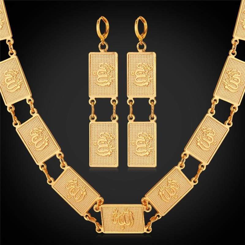Allah Necklace Drop Earrings For Women Gold/Silver Color Jewellery set IS1 IS2 Almas Collections set